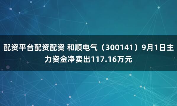 配资平台配资配资 和顺电气（300141）9月1日主力资金净卖出117.16万元