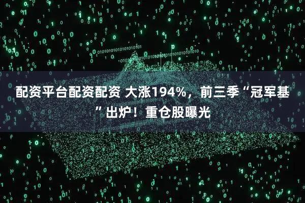 配资平台配资配资 大涨194%，前三季“冠军基”出炉！重仓股曝光